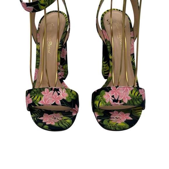 Gianvito Rossi Tandi Floral Satin Ankle Strap Sandals Size 38 US 8 - Picture 6 of 11